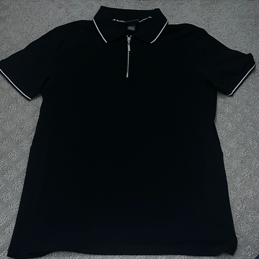 H&M Black Polo Shirt with Zip Collar